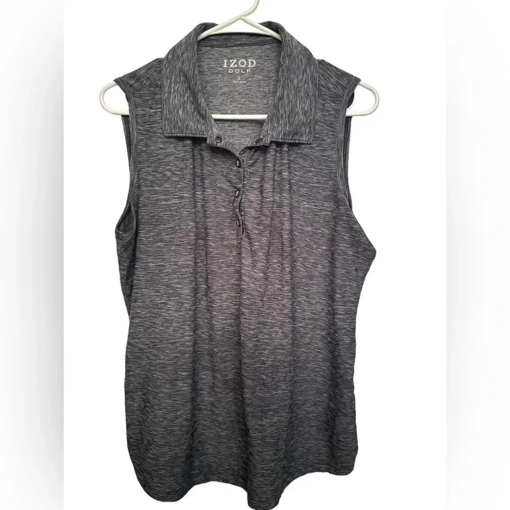 Izod Golf sleeveless heathered gray/blue shirt